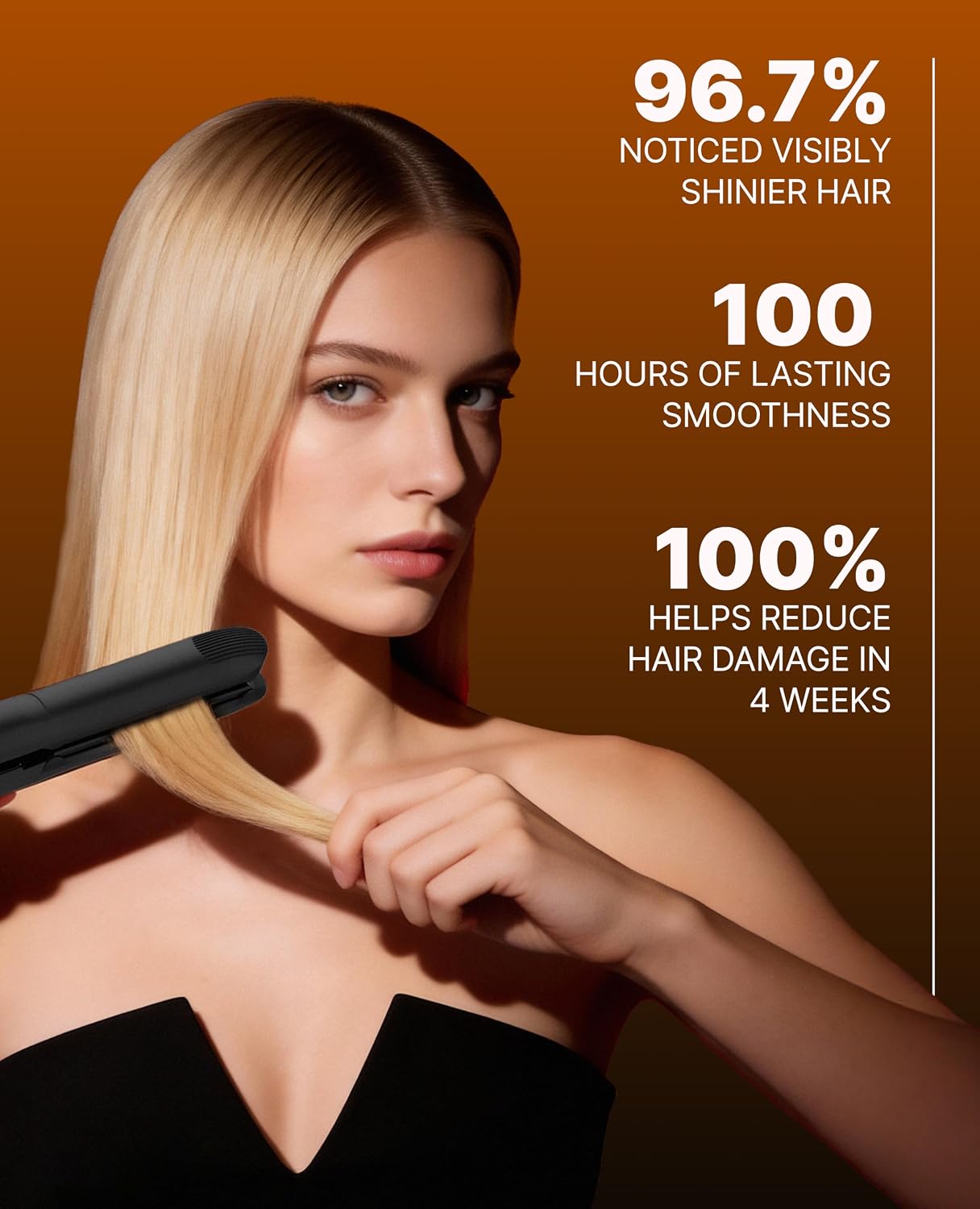 GLAMPALM GlamMuse 1' | All-Ceramic Flat Iron Infused with Vita-C, Salon Results with Less Heat Damage, Trusted by K-Pop Hair Stylists, Dual Voltage Hair Straightener, Silk Press | GP201T