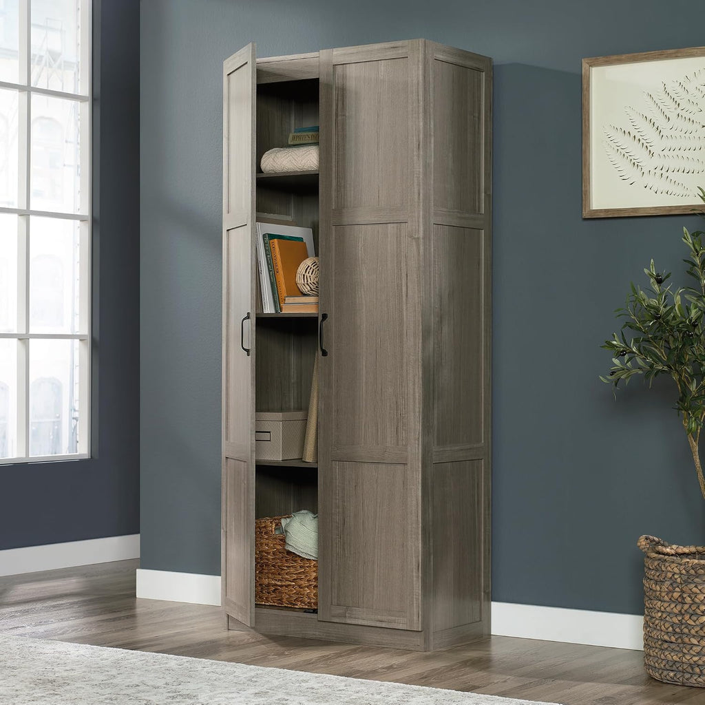 Sauder Select 71' Storage Cabinet, Pantry Cabinet Kitchen Storage with Adjustable Shelves, Bathroom Storage Cabinet, in Silver Sycamore