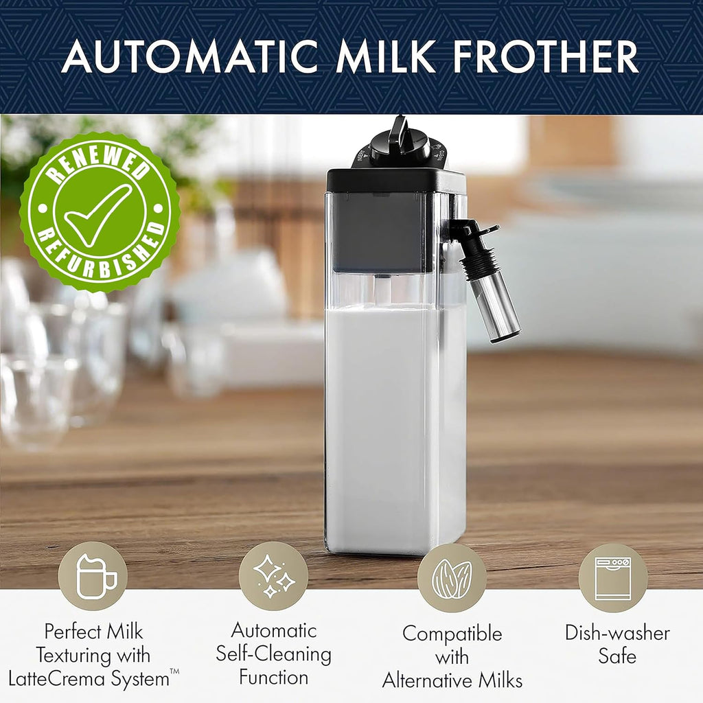 De'Longhi Dinamica with LatteCrema System and LCD Display, Silver (Renewed)