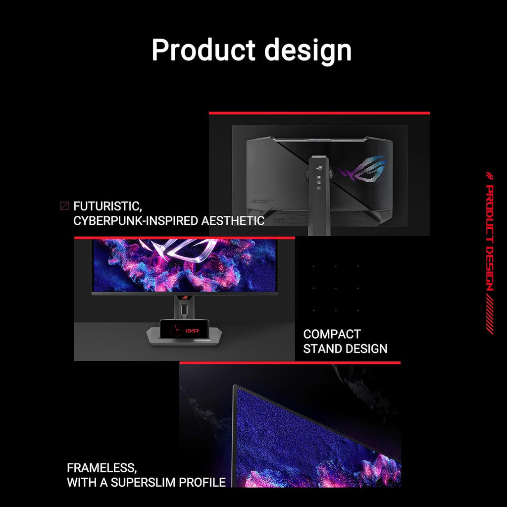 ASUS ROG Strix 26.5' 1440P QD-OLED Gaming Monitor (XG27ACDNG) -QHD (2560x1440), 360Hz, 0.03ms, Custom Heatsink, OLED Care+, G-SYNC Compatible, 99% DCI-P3, DisplayWidget, AI Gaming, 3yr Warranty