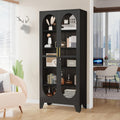 GAIOUS 71' Tall Display Cabinet with Glass Door, 5 Tier Metal Curio Cabinet with 4 Adjustable Shelves, Locking Glass Display Case for Collectibles, Showcase Storage Cabinets for Showroom Clinic, Black