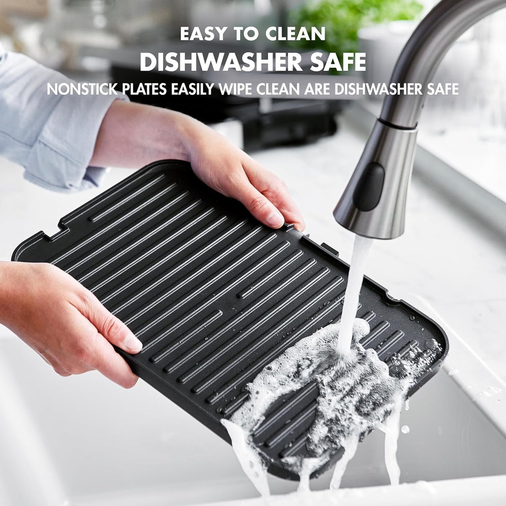 GreenPan Electric Indoor Stainless Steel 6-in-1 Contact Grill and Griddle, Healthy Ceramic Nonstick, Dishwasher Safe Reversible Plates, PFAS-Free