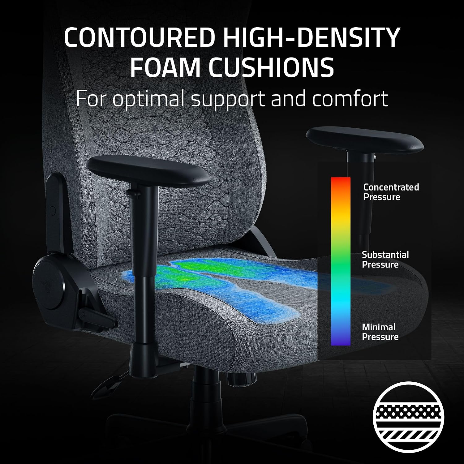 Razer Iskur V2 X Ergonomic Gaming Chair: Built-in Lumbar Support - Widened Seat - High Density Foam Cushions - Adjustable 152 Degree Recline - 2D Armrests - Plush Fabric Finish - Light Gray Edition
