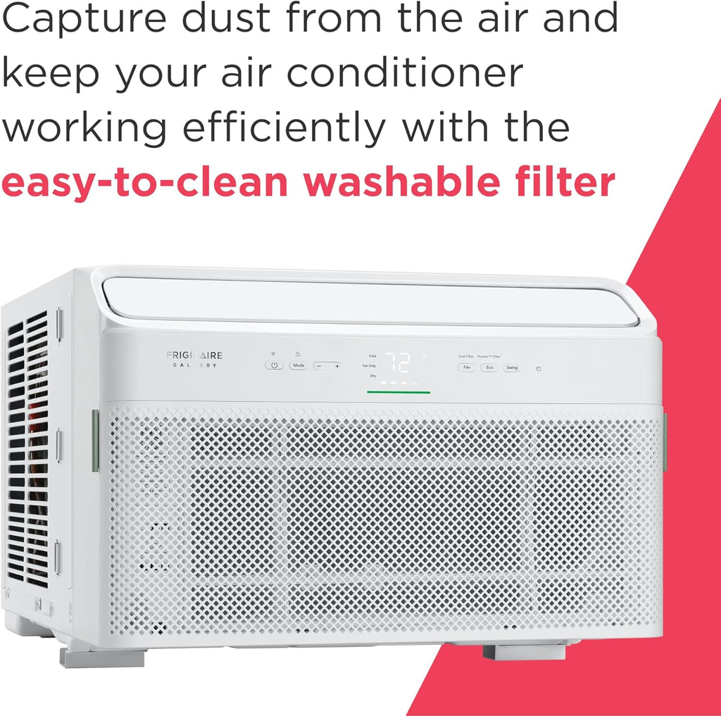 Frigidaire Gallery 12,000 BTU Smart Inverter Window Air Conditioner with Wi-Fi, Energy Star Most Efficient Certification & Indoor Air Quality Monitoring, Cools Up to 450 Sq. Ft., Ultra Quiet, White