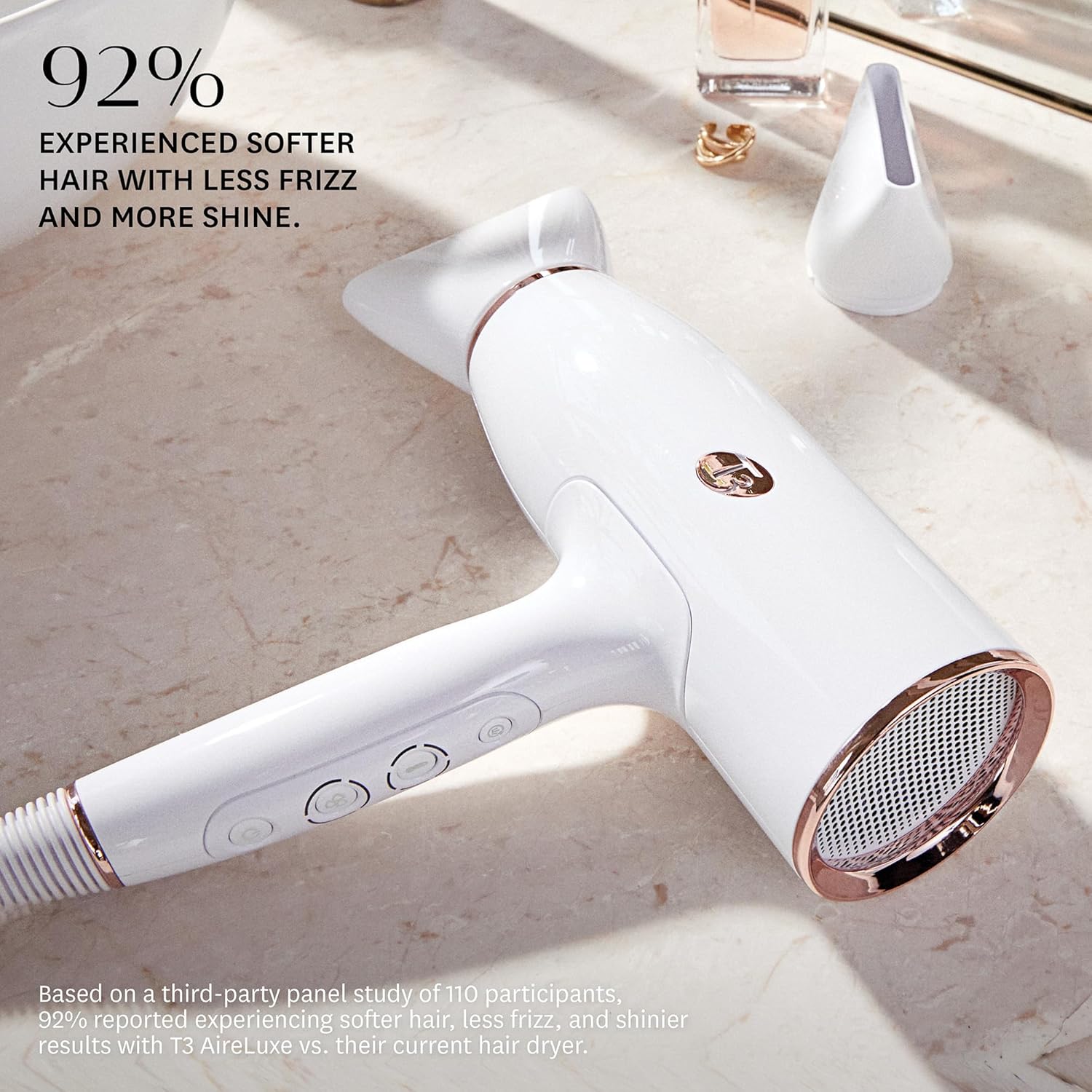 T3 AireLuxe Professional Ionic Hair Dryer and Brush Set, with 5 Heat and 3 Speed Settings, Ion Generator, Cool Shot, Includes Paddle Brush and 2.5' Round Brush