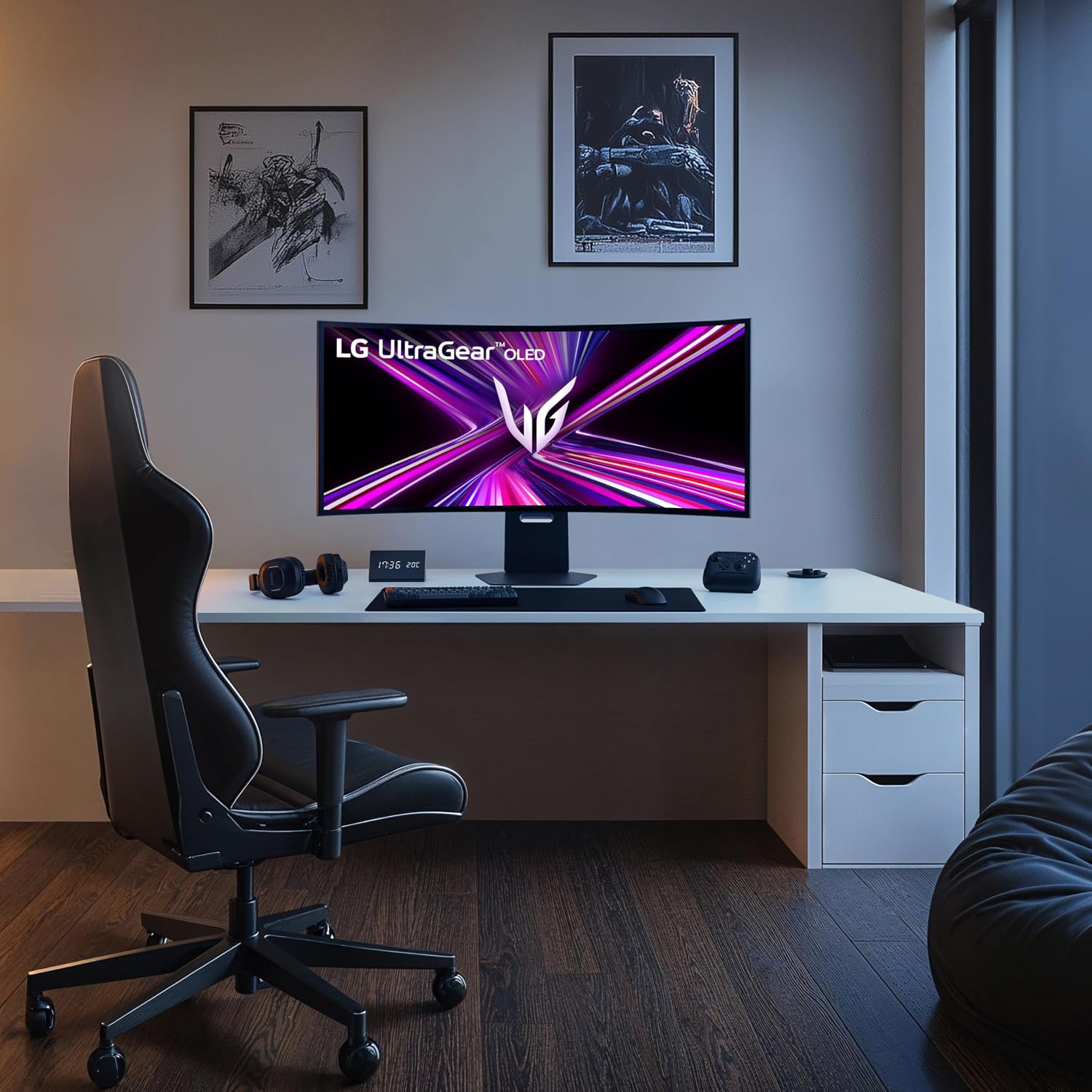 LG 45GX950A-B 45-inch Ultragear 5K2K WUHD (5120 x 2160) OLED Curved Gaming Monitor, Dual-Mode, 165Hz, 0.03ms, NVIDIA G-Sync, AMD FreeSync Premium Pro, HDR True Black 400, USB Type-C 90W, DP2.1