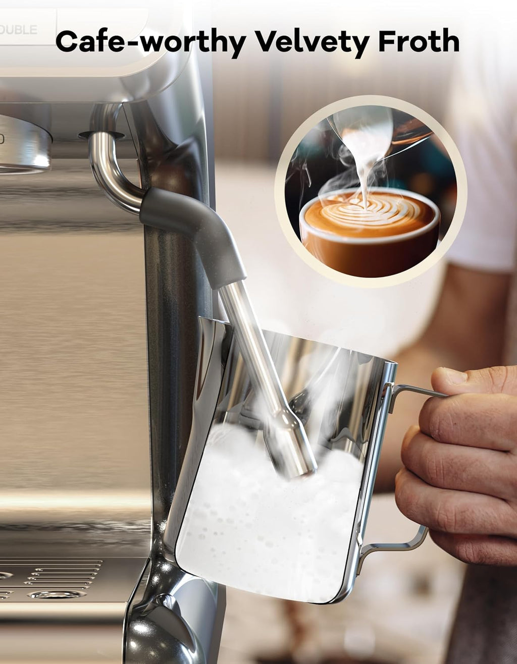 GarveeHome Espresso Machine With Grinder, 20 Bar Semi-Automatic Espresso Coffee Maker With Milk Frother Steamer Wand Cappuccino Latte Macchiato, 95 oz Water Tank, Pid Temperature Control-Dark Gray