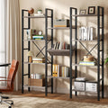 Triple Wide 4 Tier Bookcase, 11 Open Display Shelves, Free Standing, Adjustable Shelves for Home, Living Room, Bedroom, Grey