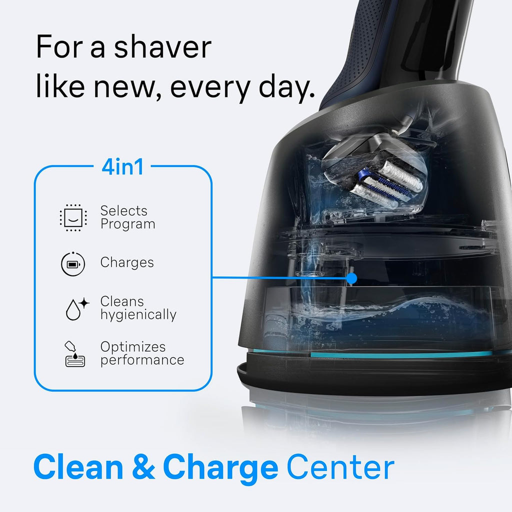 Braun Electric Razor for Men Series 6 with Precision Trimmer, Extra Shaver Head, 4-in-1 Clean & Charge Center, Travel Case, S6 6177ps