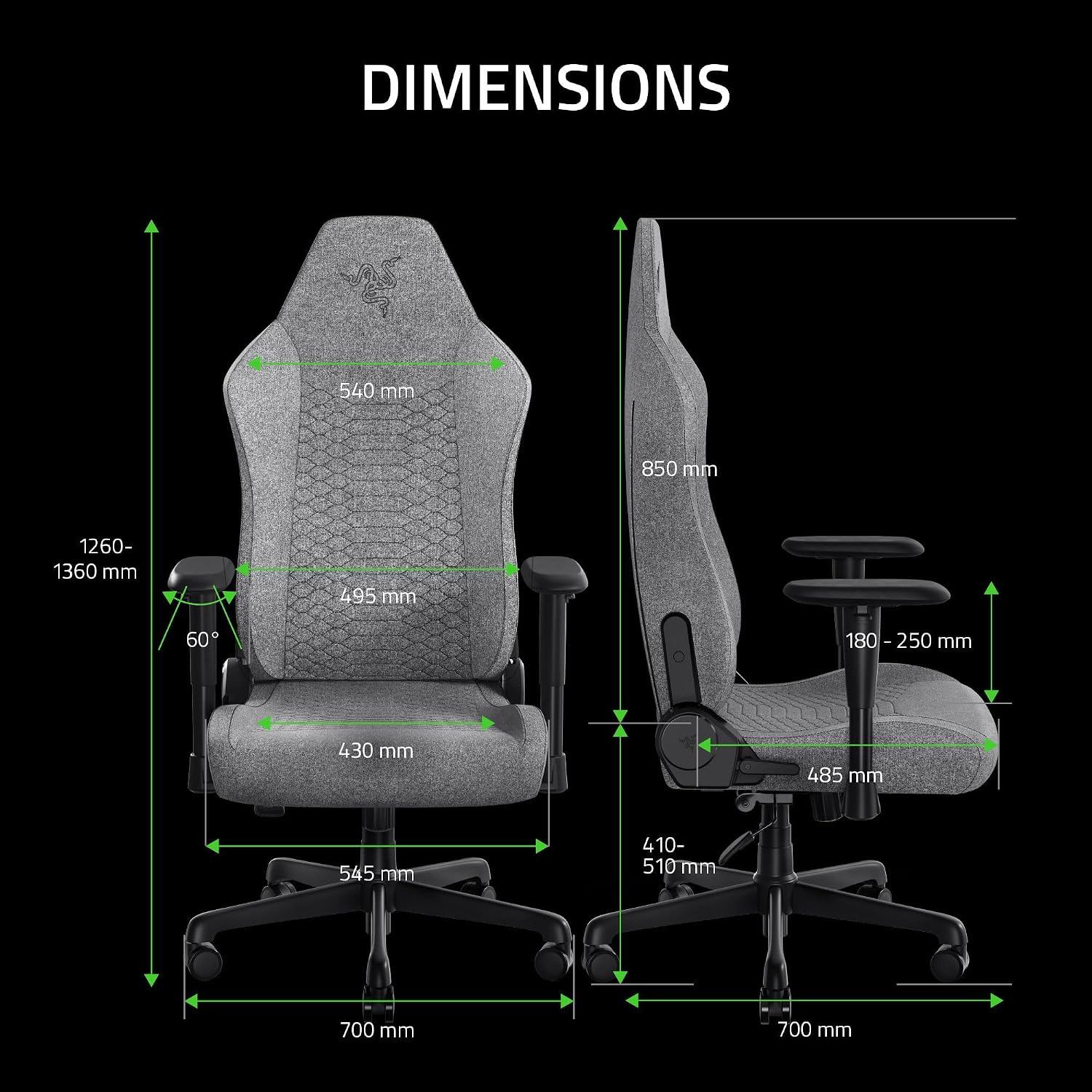 Razer Iskur V2 X Ergonomic Gaming Chair: Built-in Lumbar Support - Widened Seat - High Density Foam Cushions - Adjustable 152 Degree Recline - 2D Armrests - Plush Fabric Finish - Light Gray Edition