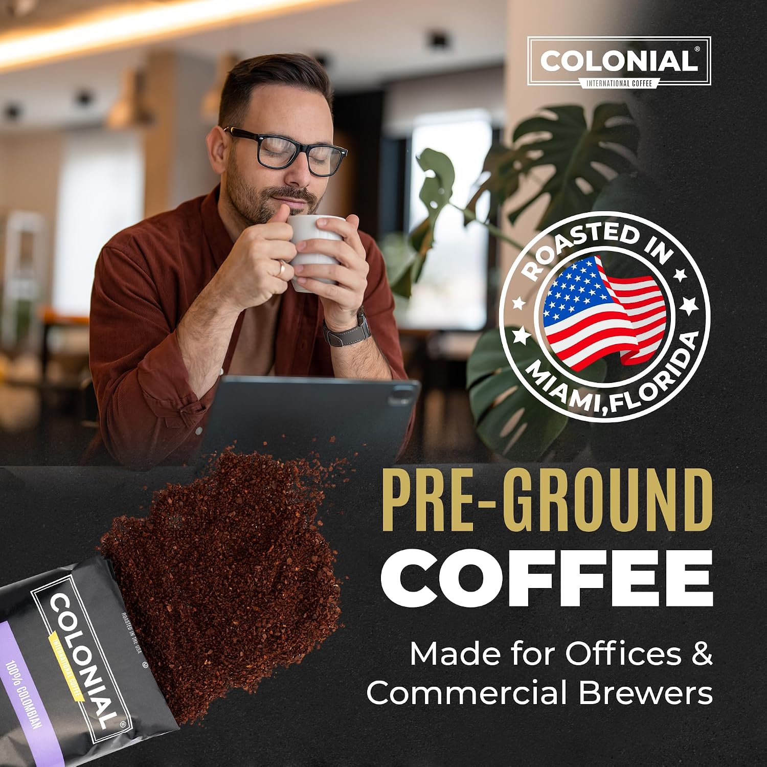Colonial Coffee 100 Count Single Pot Coffee Packets – 100% Arabica Breakfast Blend Medium Roast | Pre-Measured Frac Packs for 12 Cup Maker | Bulk Ground Gourmet Coffee for Home & Office