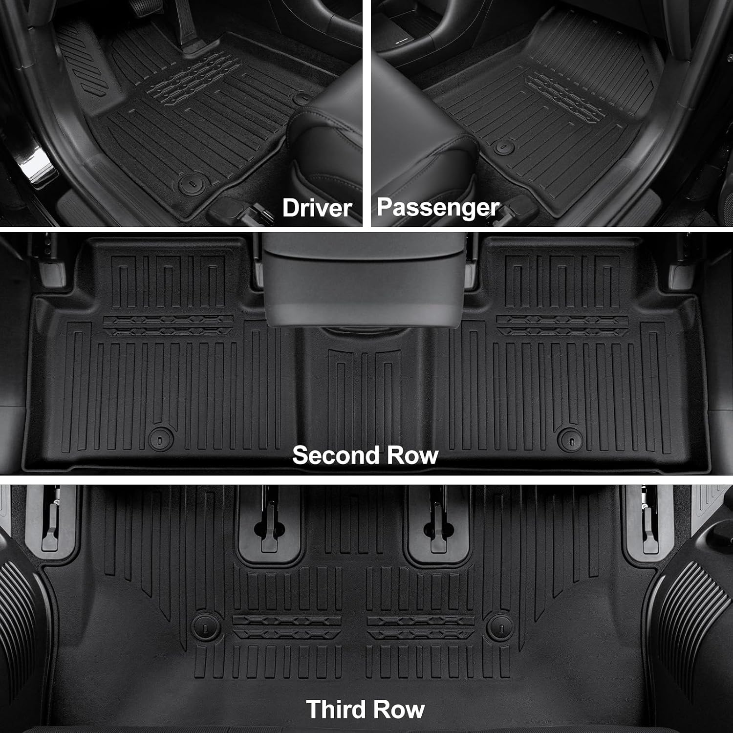 Floor Mats for 2026 Hyundai Palisade 7/8 Seat (Only Gas), All Weather TPE Black Cargo Mat with 3rd Seat Back Cover and Lower Trunk Mat for 2026 Hyundai Palisade Calligraphy Accessories