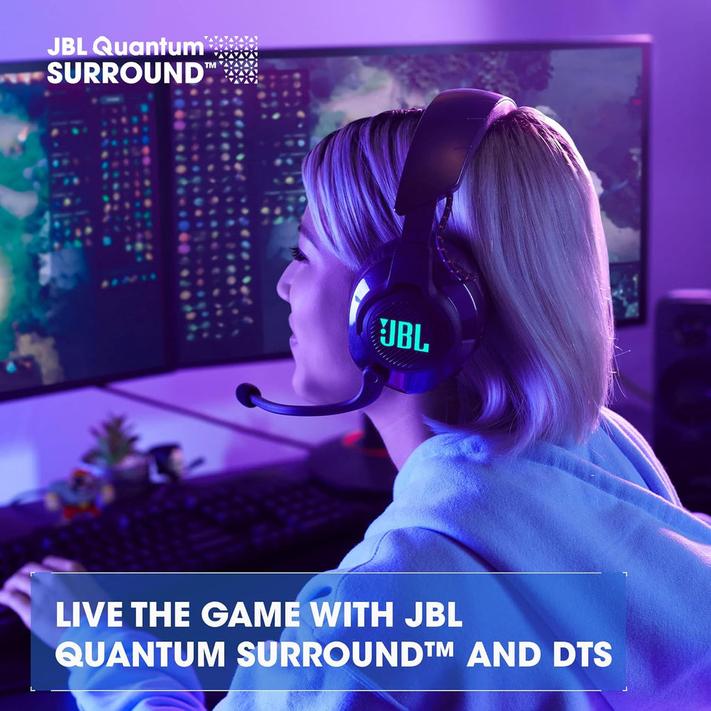 JBL Quantum 610 - Wireless Over-Ear Gaming Headset, JBL QuantumSURROUND, 2.4GHz Wireless, up to 40 Hours of Battery Life, Game-Chat dial, flip-up Boom Microphone (Black)