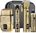 Dumite Professional Hair Clippers for Men,Hair Clippers+T-Blade Trimmer+Electric Shaver+Nose Hair Trimmer Set,4 in 1 Cordless Barber Hair Cutting Kit LCD Display Gifts (Gold)