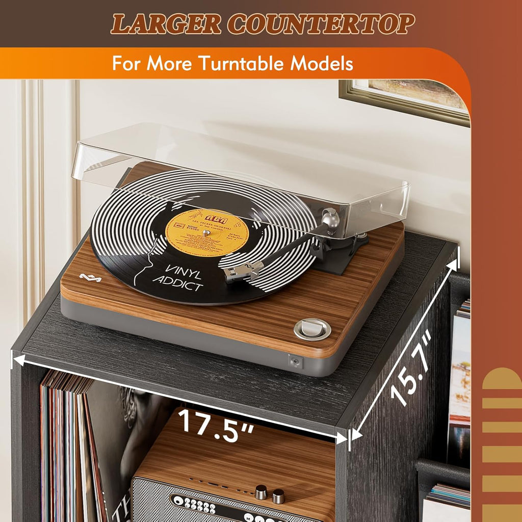 Record Player Stand,Turntable Stand with Vinyl Record Storage,Record Player Table with Vinyl Display Holder Shelf,Record Player Cabinet with 220 Albums Organizer,Media Console Cabinet for Stereo Audio