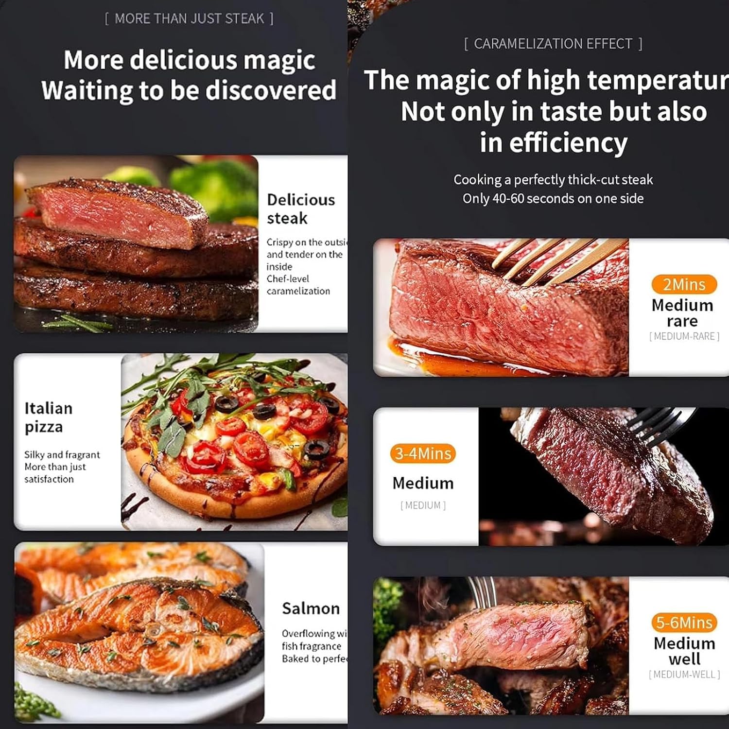 1700w Electric Steak Broiler,110v Electric Contact Grills W/10-Layer Grill/Stepless Knob/Time&Temperature Adjustable/Maximum Temperature 800℃,For Commercial And Home,Grey