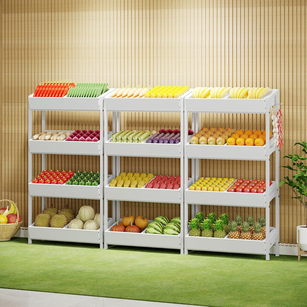 Tribesigns 4-Tier Retail Snack Display Shelf, Snack Rack Display Stand with 4 Hooks, Retail Shelves Racks for Vendors, Store, Supermarket and Home Kitchen
