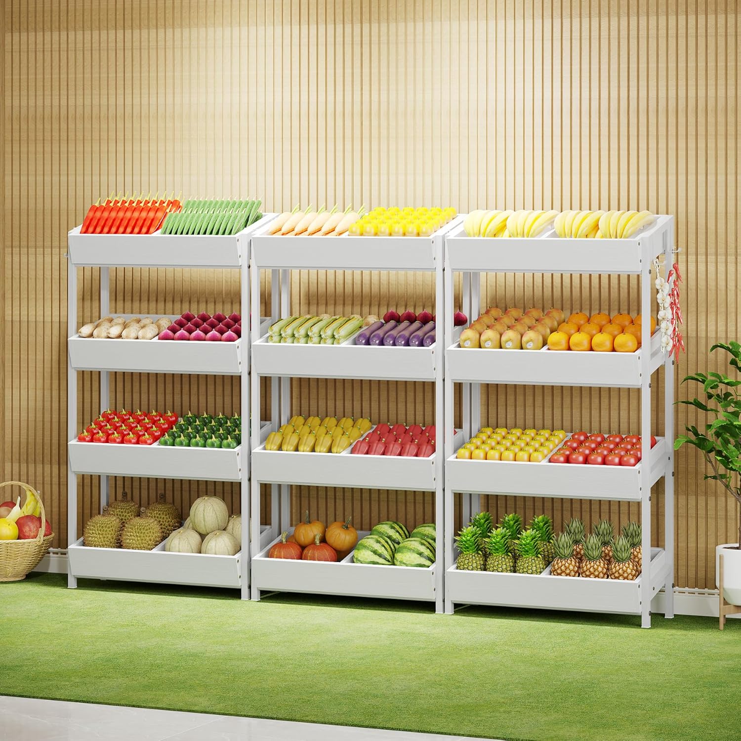Tribesigns 4-Tier Retail Snack Display Shelf, Snack Rack Display Stand with 4 Hooks, Retail Shelves Racks for Vendors, Store, Supermarket and Home Kitchen
