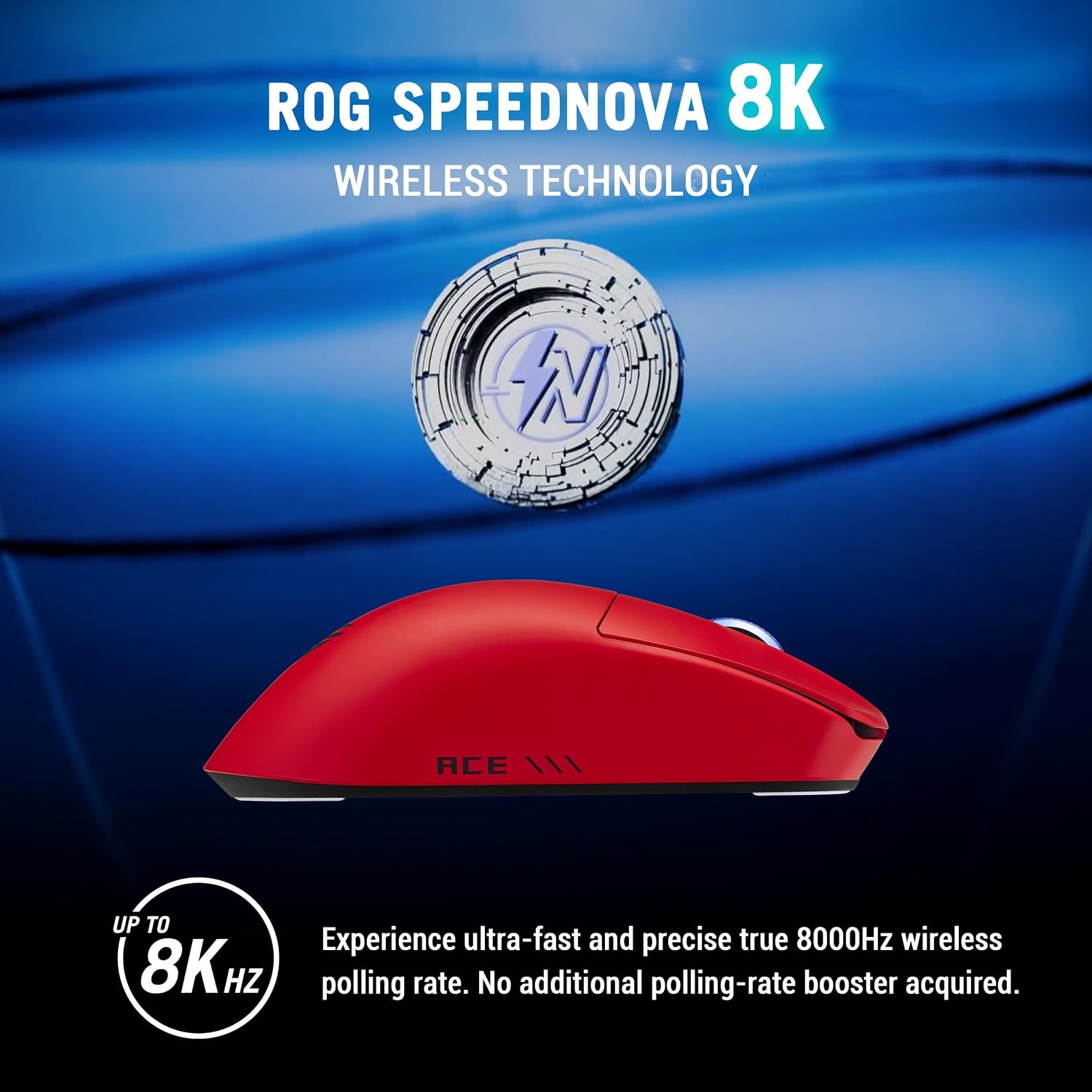 ASUS ROG Harpe II Ace Wireless Esports Gaming Mouse – Pro-Tested, Right-Handed, 48g Lightweight, Tri-Mode Connectivity, 42K DPI, 8K Polling, 101Hr Battery, Web-Based Tool, PC/Mac Support – Lava Red