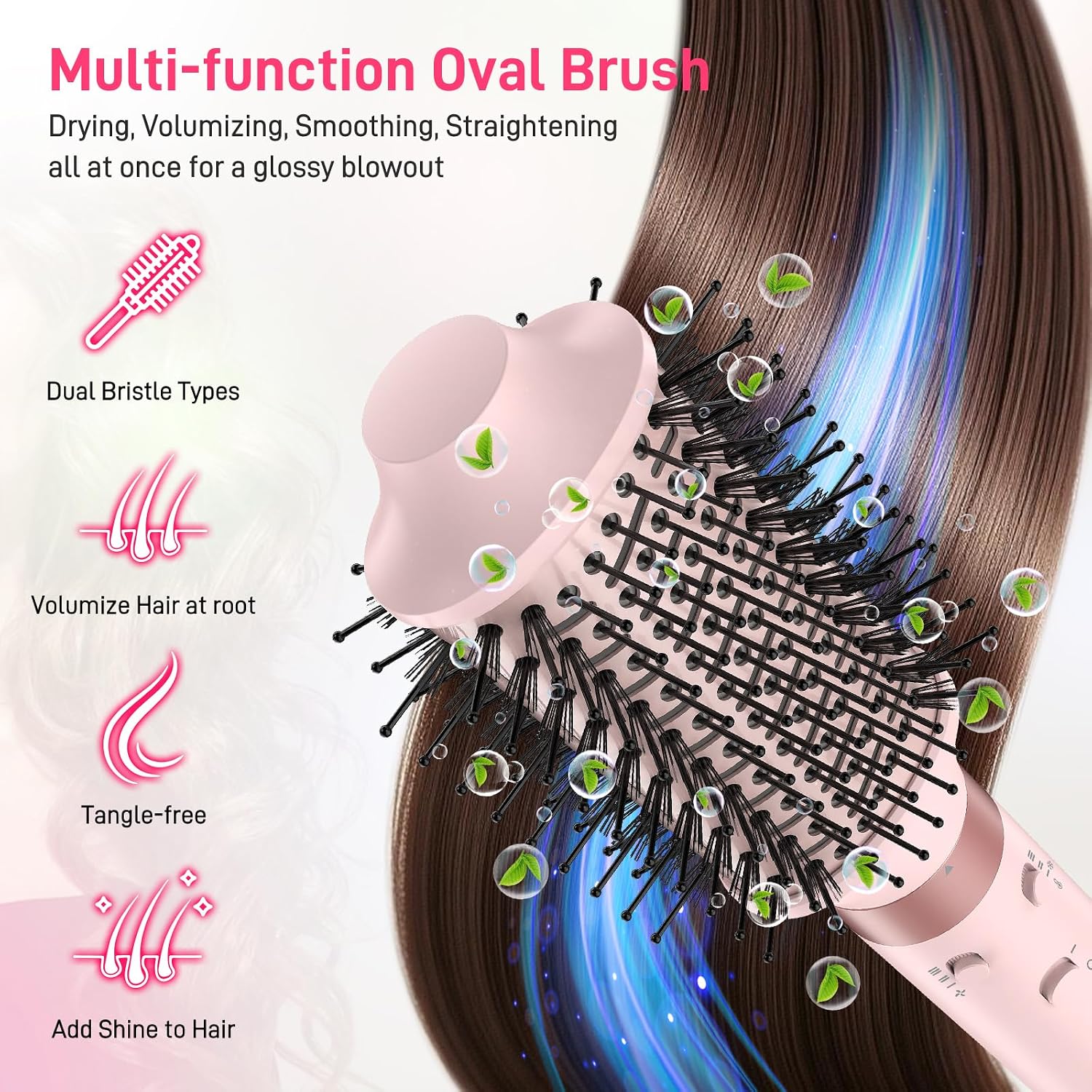 MESCOMB Dual Voltage Hot Air Styler Wrap - 5 in 1 Hair Dryer Brush with Fast Drying Blow Dryer, Styling, Straightening & Volumizing with Travel Bag (100V–240V) Gift for Women