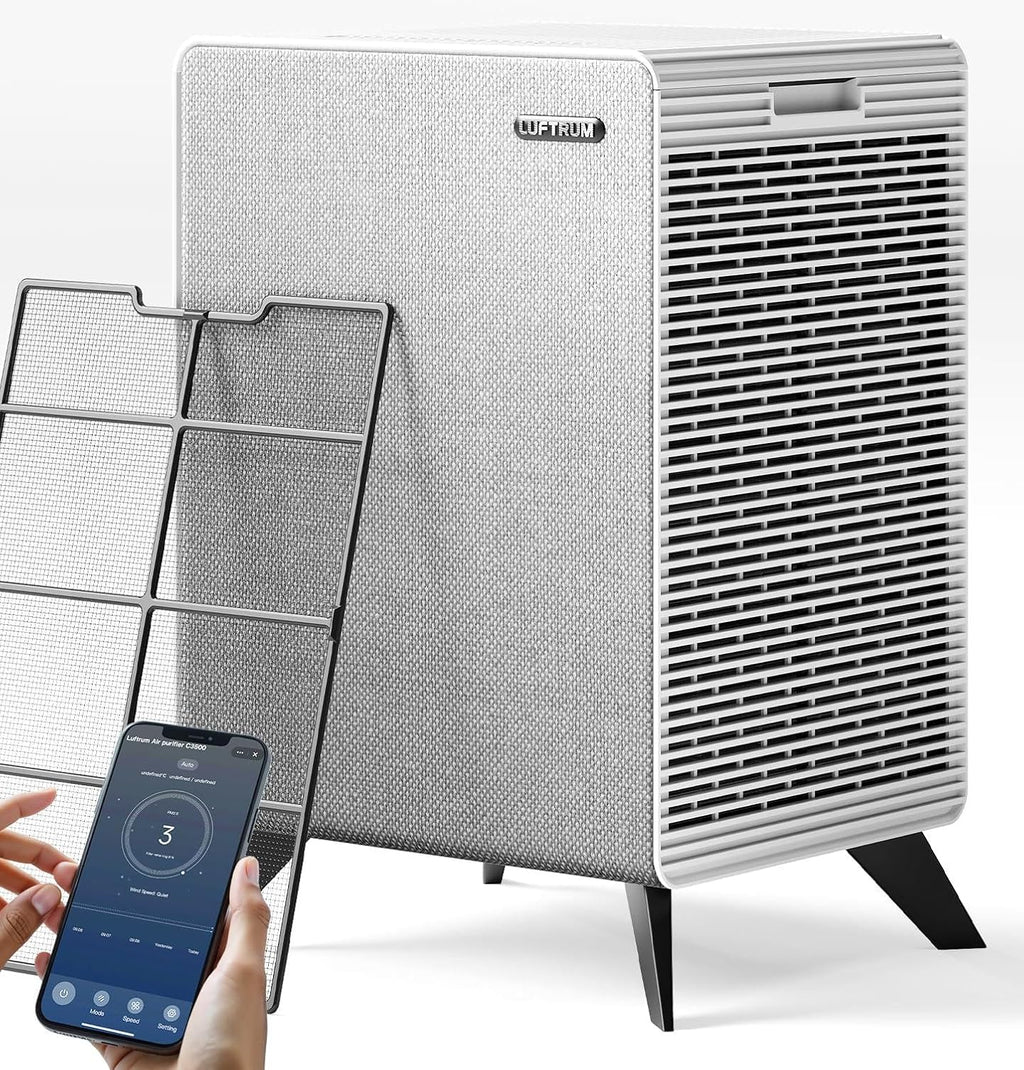 Air Purifiers for Home Large Room Up to 2250 ft² with Smart WIFI - Remove 99% of Smoke Allergies Pet Dander Odor - Dual 3-Stage Filter of Washable and True HEPA Filter with AQI