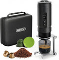 HIBREW H4C Explorer - Portable Electric Espresso Machine, USB-C Rechargeable Coffee Machine for Camping and Travel, Compact for Capsules & Ground Coffee, with Foldable Holder & Carrying Case (Black)