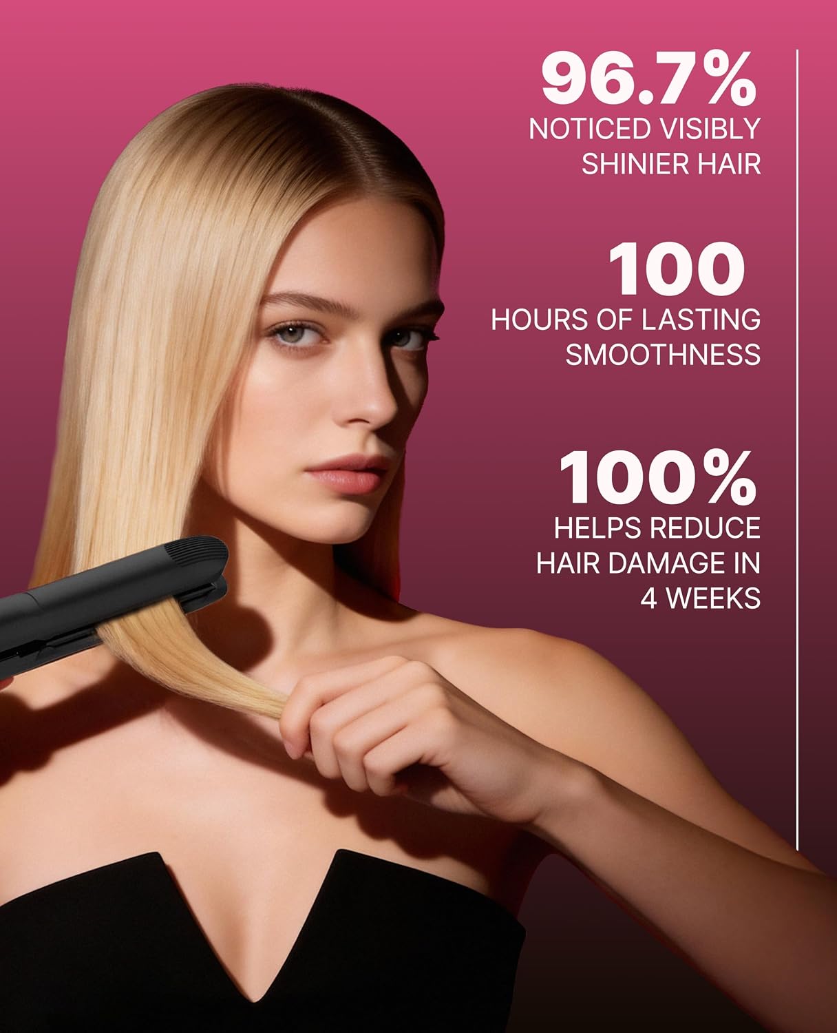 GLAMPALM GlamMuse 1' | All-Ceramic Flat Iron Infused with Vita-C, Salon Results with Less Heat Damage, Trusted by K-Pop Hair Stylists, Dual Voltage Hair Straightener, Silk Press | GP201T