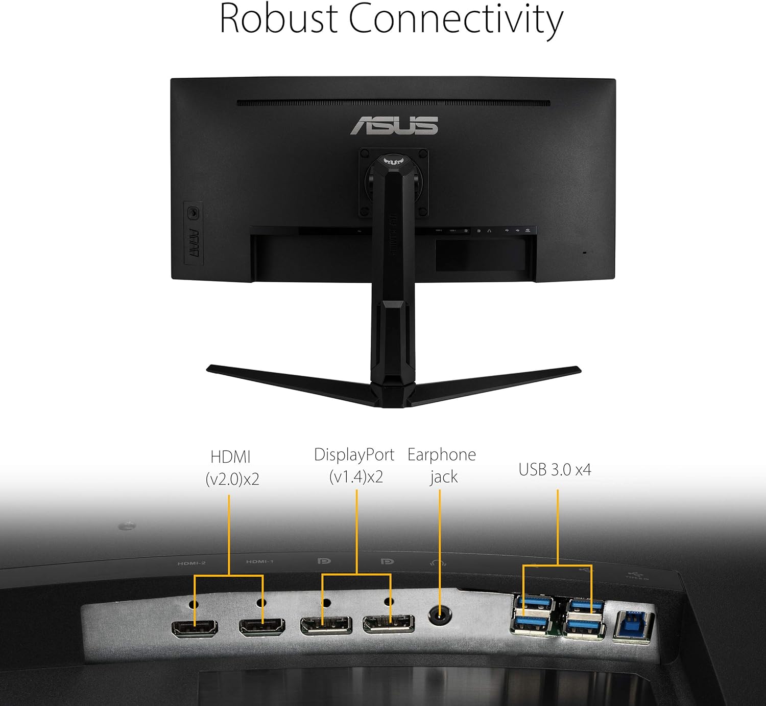 ASUS VG34VQL1B TUF 34 Inch Curved Gaming Monitor - WQHD (3440x1440), 165Hz, 1ms, Extreme Low Motion Blur, FreeSync Premium, Eye Care, Height Adjustable, DisplayHDR 400, DisplayPort, HDMI, USB