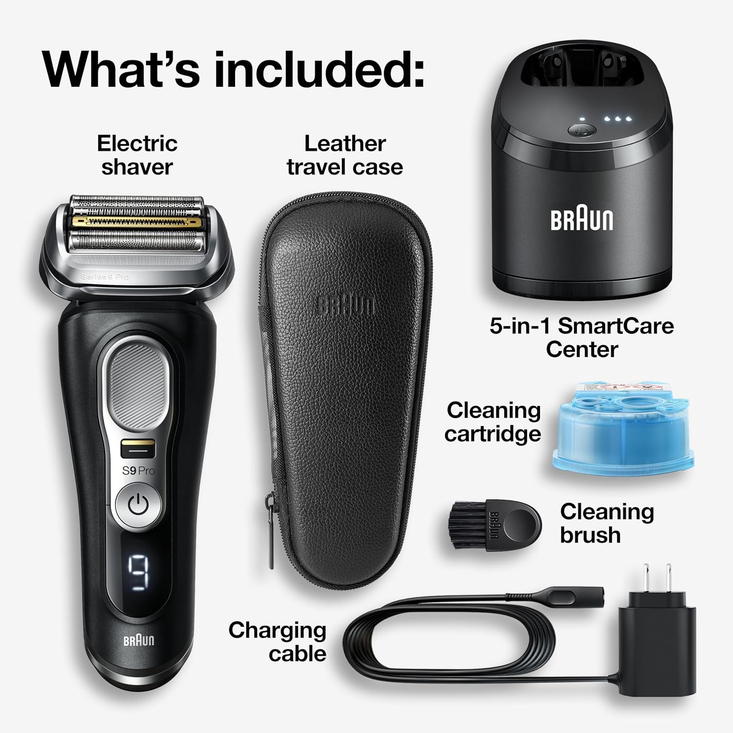 Braun Series 9 Pro 9460cc Electric Razor, Waterproof Foil Shaver, Wet/Dry Use, ProLift Beard Trimmer, 5-in-1 Cleaning & Charging SmartCare Center