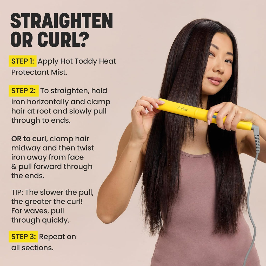 Drybar The Tress Press Straightening Iron - Ionic Technology for Smooth, Shiny Hair - Straighten or Wrap Around Barrel to Create Curls, Waves, or Sleek Styles