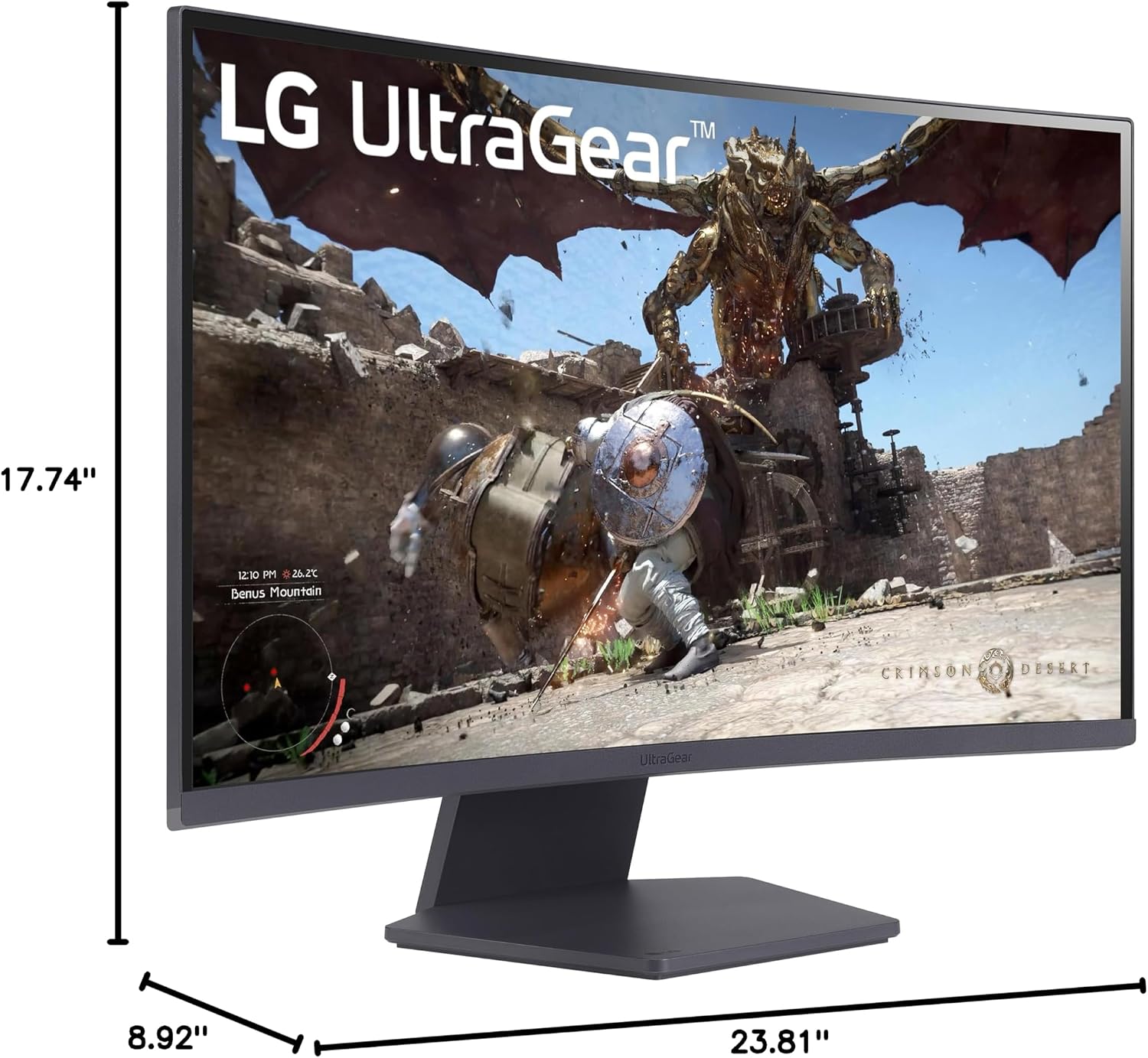 LG 27GS60QC-B Ultragear 27-inch Curved Gaming Monitor QHD (2560x1440) 180Hz 1ms 1000R AMD FreeSync HDR10 HDMIx2 DisplayPort Borderless Design Black Stabilizer DAS Crosshair FPS Counter - Black