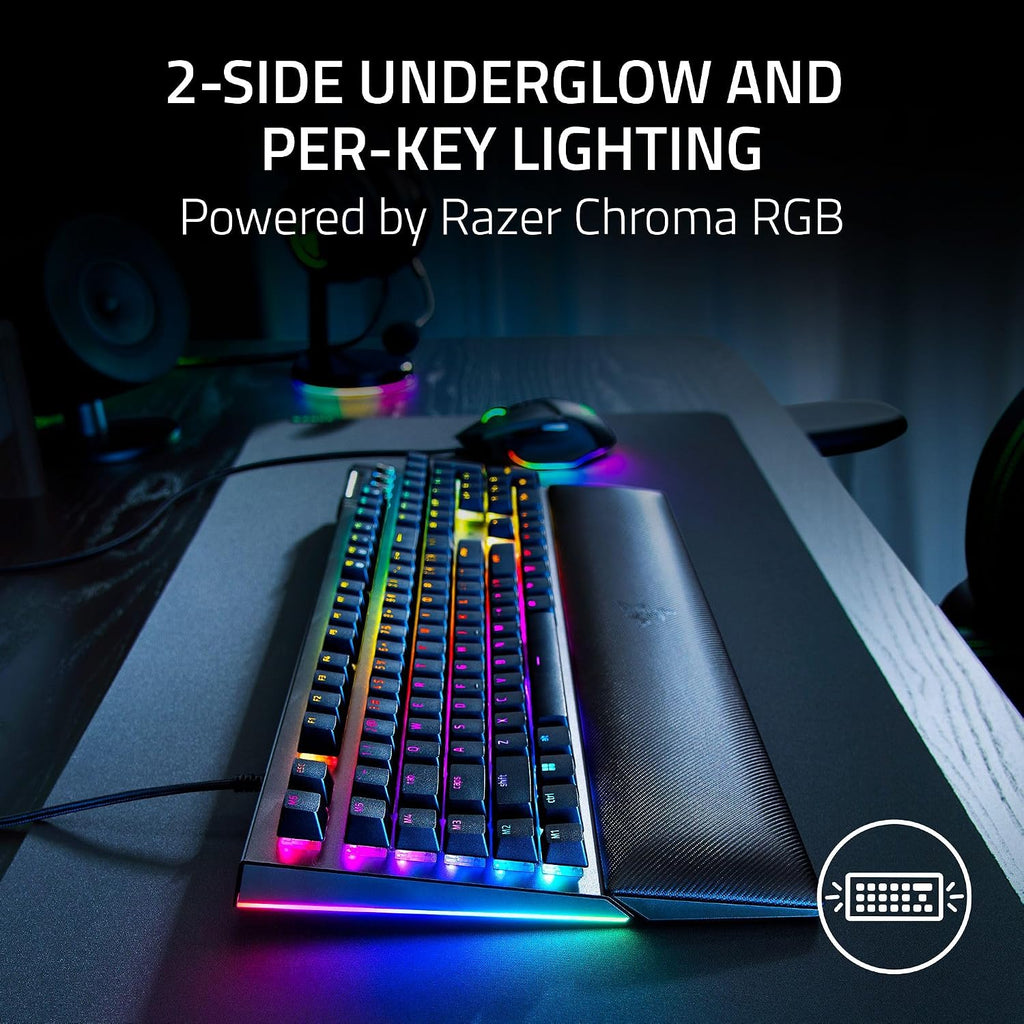 Razer BlackWidow V4 Mechanical Gaming Keyboard: Green Switches Tactile & Clicky - Chroma RGB - 6 Macro Keys - Magnetic Wrist Rest - Doubleshot ABS Keycaps - Roller & Media Keys - Snap Tap
