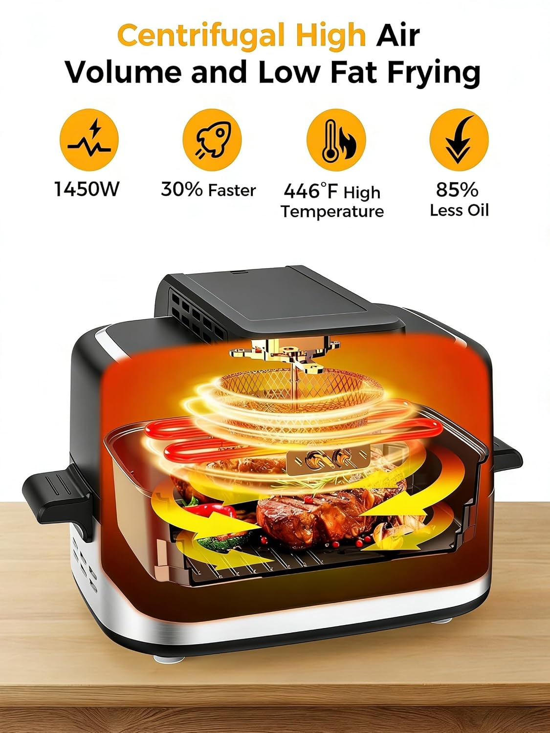 Electactic Smokeless Indoor Grill with Air Fry, Electric Grill with 5 Cooking Modes, 5QT Capacity, Adjustable Time & Temperature, LCD Displays