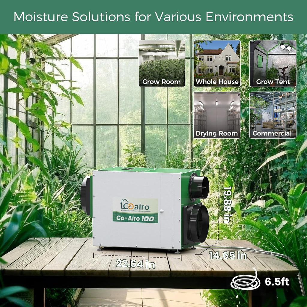 Whole House Dehumidifier 90 Pint with Fresh Air Function, Crawl Space Dehumidifier with Drain Hose Up to 2300 sq. ft. for Grow Tent, Whole House, Commercial, Basement, Water Damage