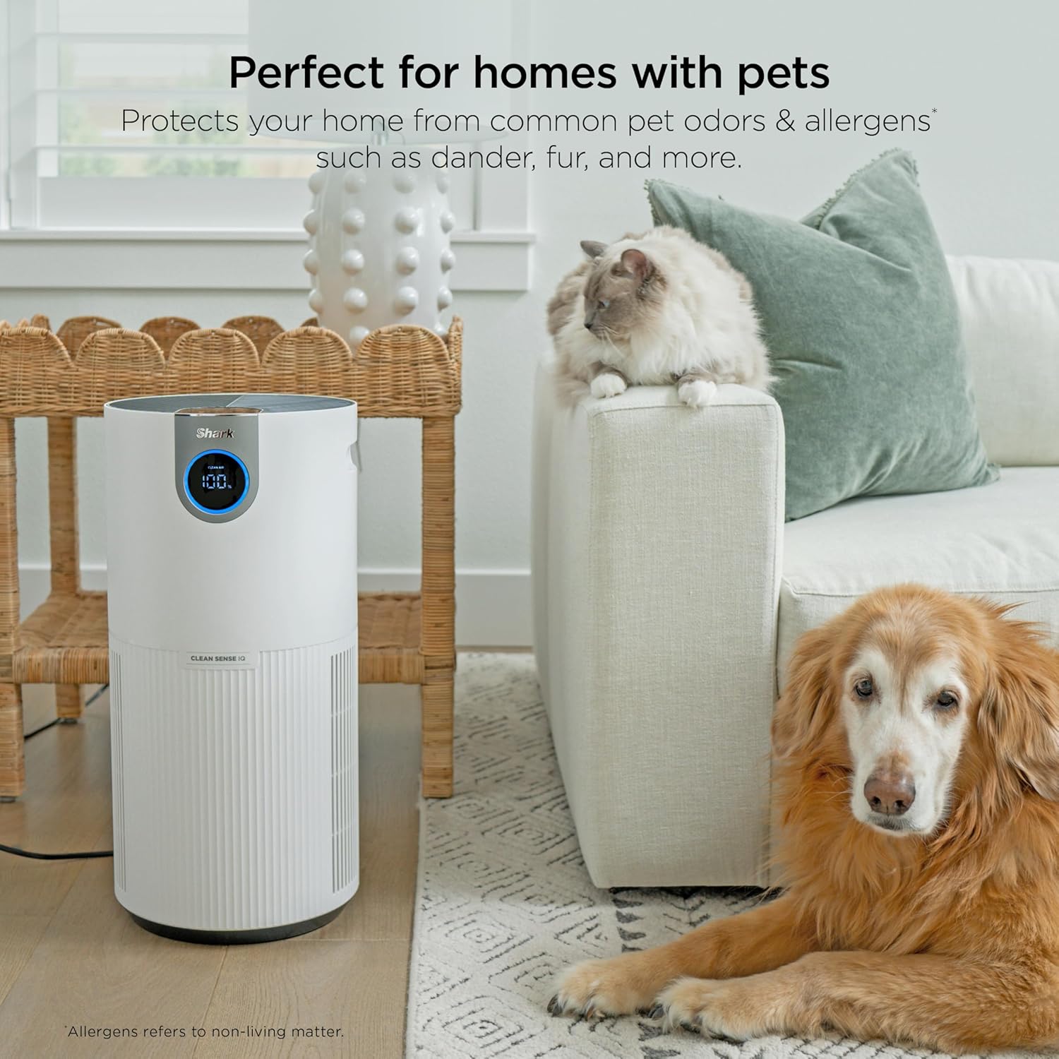 Shark Air Purifier for Home, Office, and Bedroom, Clean Sense Technology, HEPA Air Filter, 1200 Sq Ft, Captures 99.98% of Particles, Pet Dander, Pollutants, Dust, Smoke, Allergens & Smells, HP202