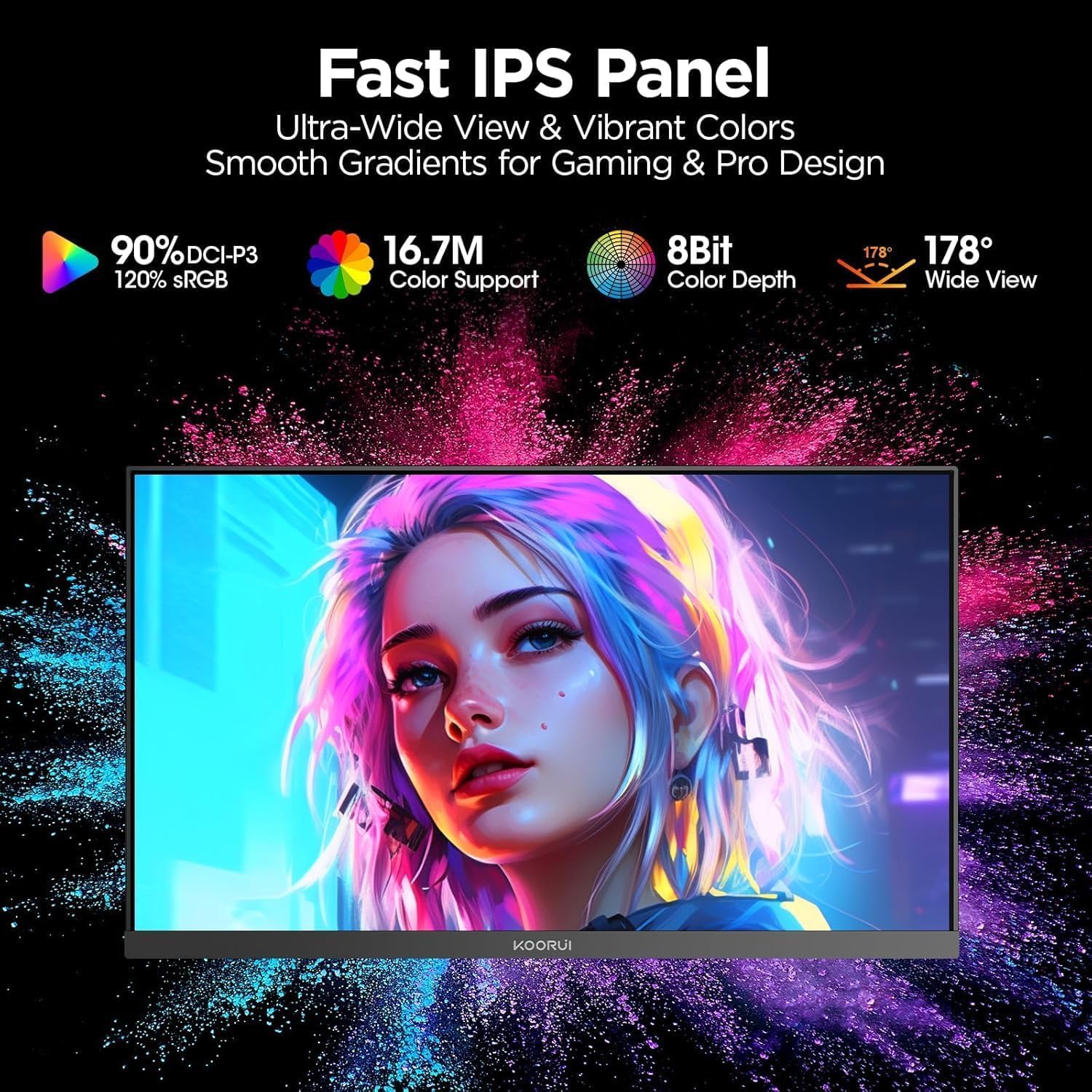KOORUI 27 Inch 1440p Gaming Monitor 200Hz, 1ms, Fast IPS Screen, HDR400, 95% DCI-P3 Color Gamut, Height/Pivot/Tilt Adjustability, Adaptive Sync Technology, HDMI & DP Ports, 2K Monitor, Black, G2722P