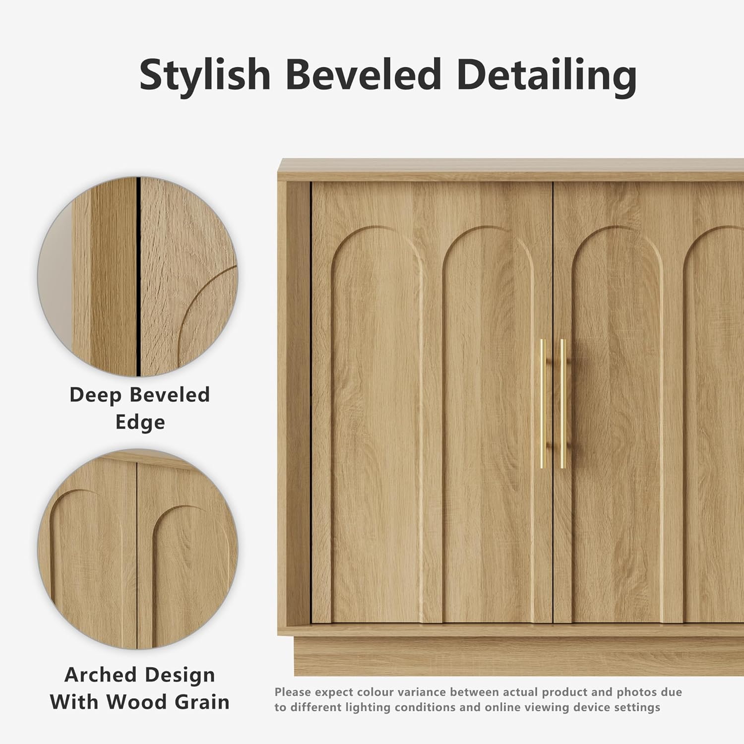 FORTUNETEC Sideboard Buffet Cabinet with Storage, Modern Accent Cabinet with Arched Doors, Boho Modular Media Console, 67' Large Minimalist Credenza for Living Room Kitchen Dining Room Entryway, Oak