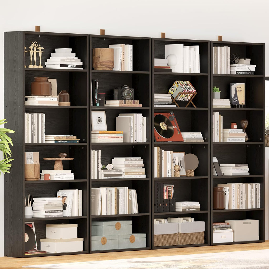 IRONCK Bookshelves and Bookcases Set of 2 Floor Standing 6 Tiers Display Storage Shelves 70 in Tall Bookcase Home Decor Furniture for Home Office, Living Room, Bed Room