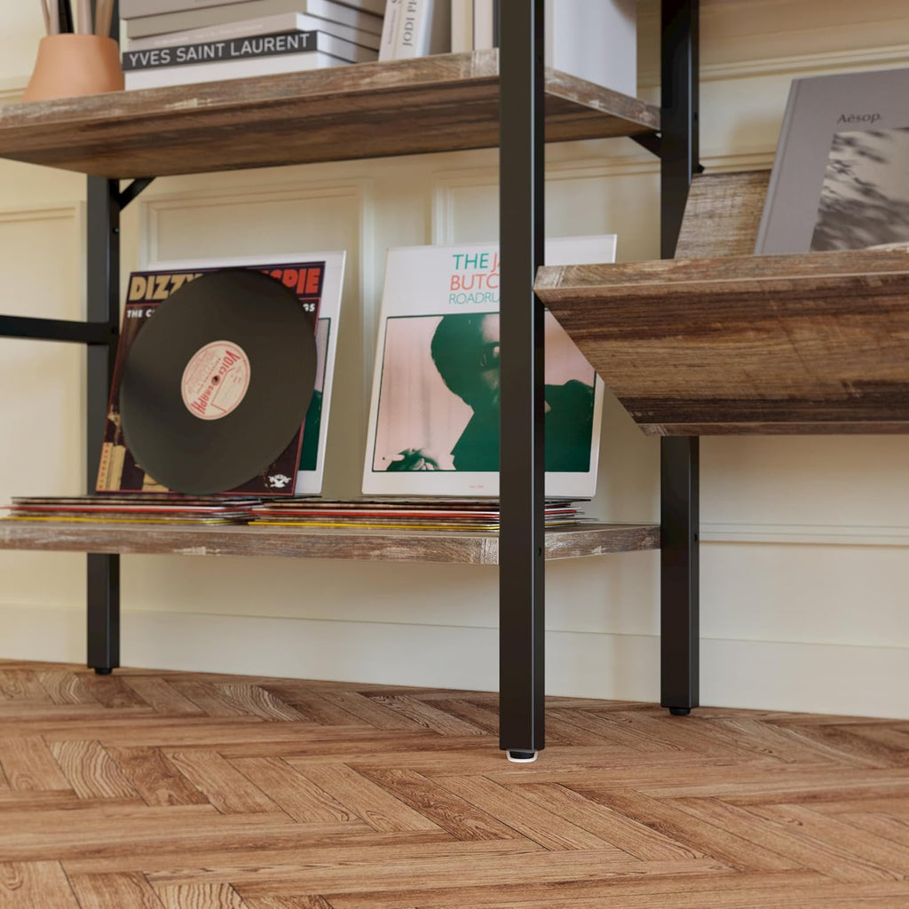 IRONCK Industrial Bookshelves 6 Tiers Triple Wide Bookshelf, Large Etagere Bookshelf Open Record Player Shelves with Metal Frame for Living Room Home Office