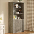GarveeHome Tall Book Shelf and Bookcase, 31.5' Wide Wooden Bookcase with Doors, Farmhouse Book Case with Large Storage, 5-Shelf Bookcases with Adjustable top Shelve for Home Office, Living Room,Grey