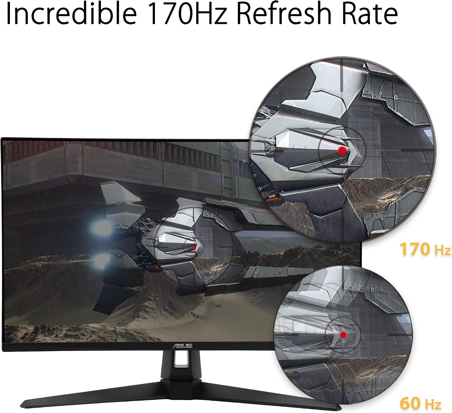 ASUS TUF Gaming 27' 2K HDR Monitor (VG27AQ1A) - QHD (2560 x 1440), IPS, 170Hz (Supports 144Hz), 1ms, Extreme Low Motion Blur, Speaker, G-SYNC Compatible, VESA Mountable, DisplayPort, HDMI