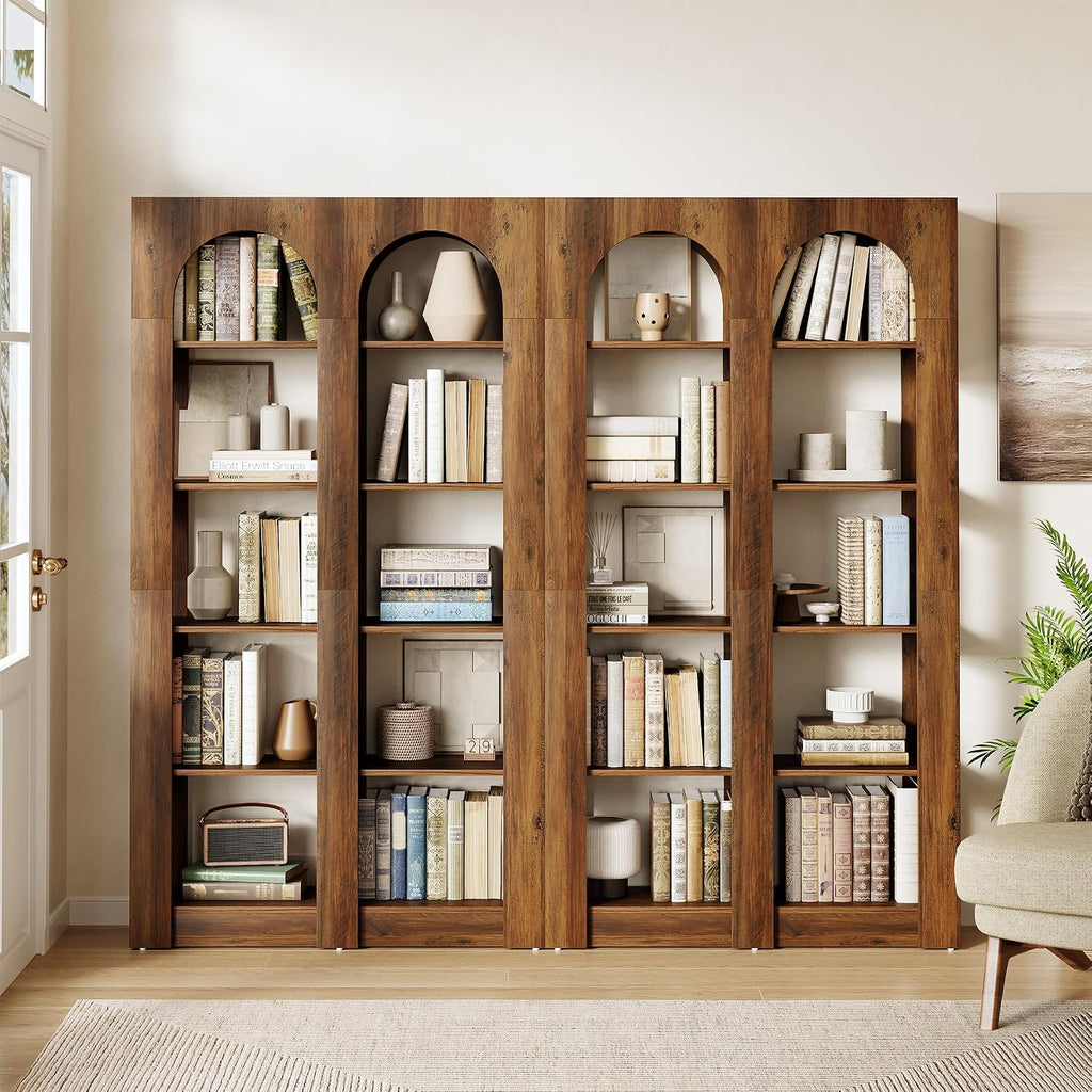 LITTLE TREE 5-Tier Wooden Bookshelves and Bookcases, Free-Standing Display Storage Shelves, 70.87 Inch Tall Furniture for Home Office, Living Room, Bed Room, Brown