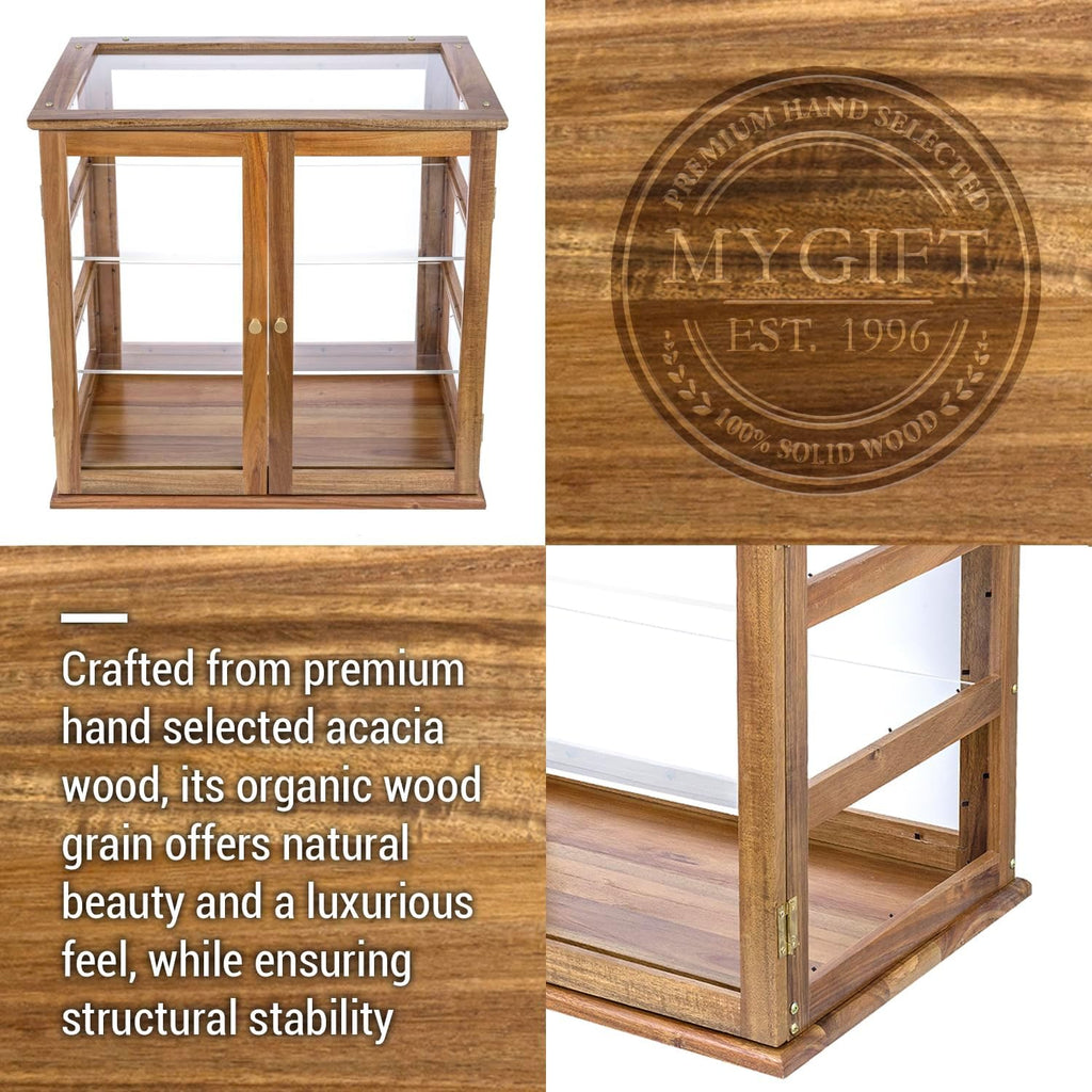 Pastry Display Case,Cookie Display, Professional-Grade Retail Bakery Display Case,,3 Tier Premium Acacia Wood and Clear Acrylic Bread Box,with Removable Trays and Rear Doors for Home or Commercial Use