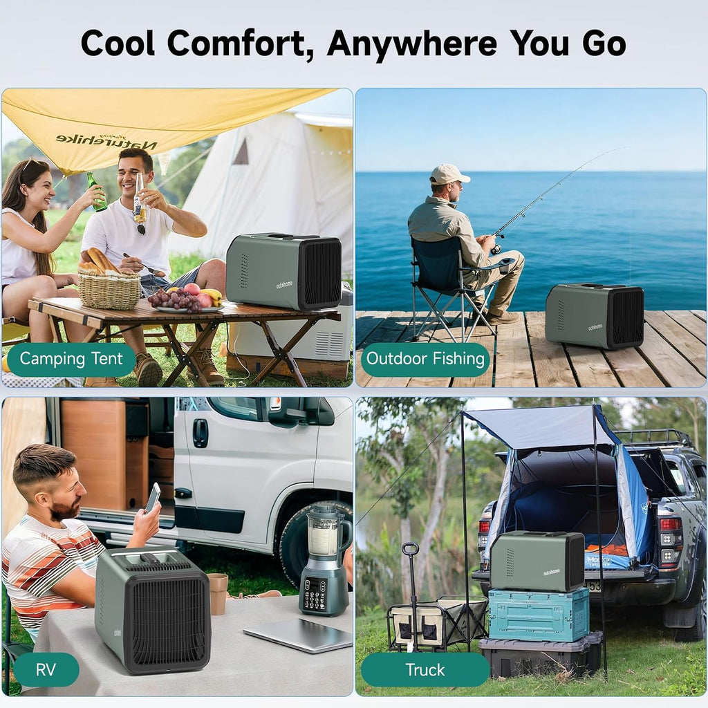 OUTOHOME Tent Air Conditioner, 5100 BTU AC110V Quiet 4-in-1 Free Standing Cooling Portable AC Camping for rooms up to 200 sq ft, 24h Timer for Camping Tent, Truck, Outdoor or Home Use