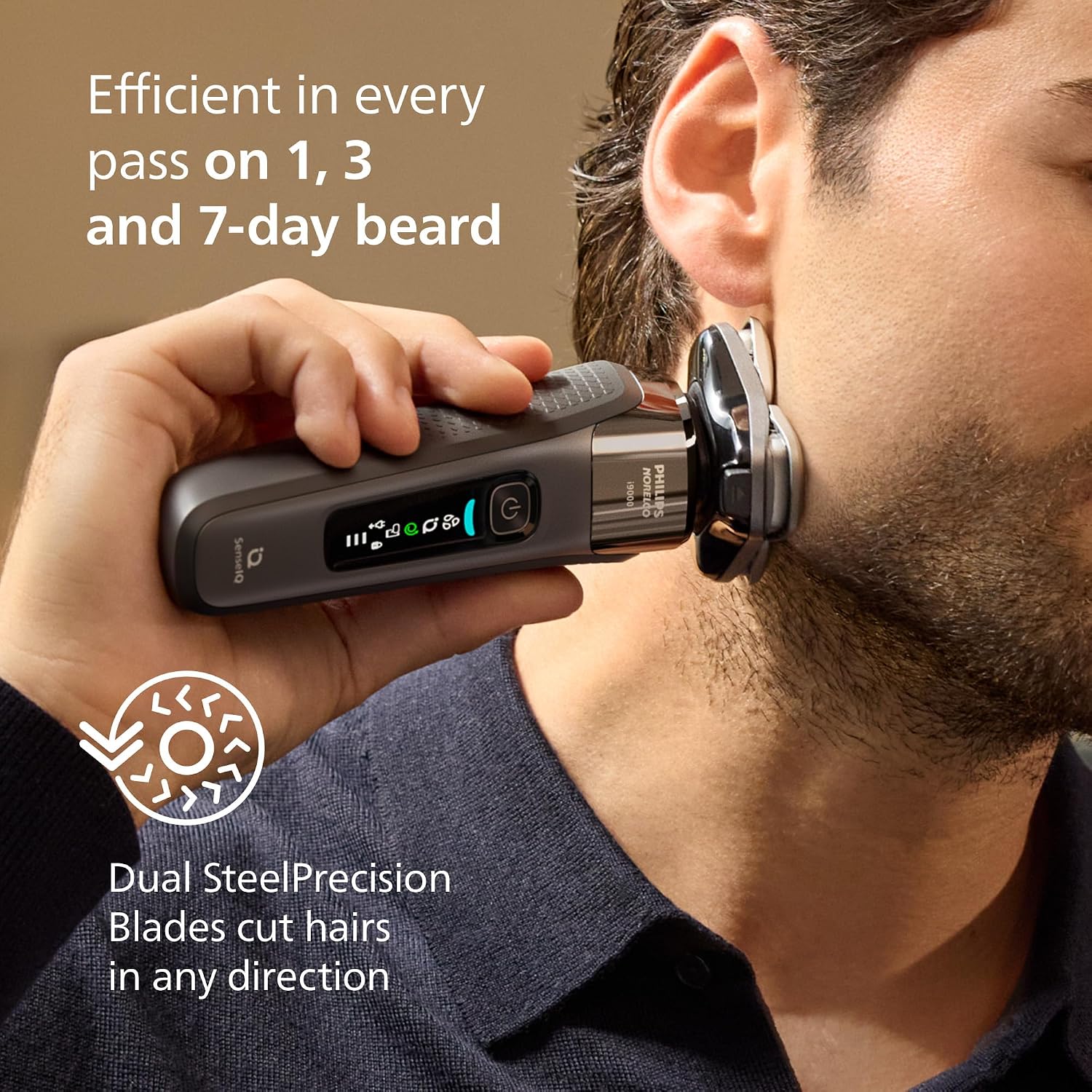 Philips Norelco Shaver i9000, Wet & Dry Electric Shaver, Dark Slate, SenseIQ Technology, Triple Lift & Cut System, 360 Rotating Dual SteelPrecision Precision Blades, Quick Clean Pod, X9002/82