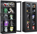 Metal Storage Cabinet with Lock and Glass Doors,Glass Display Cabinet,Black Storage Cabinets,Locking Curio Cabinets with 5 Shelves for Collectibles,Home,Office,Living Room