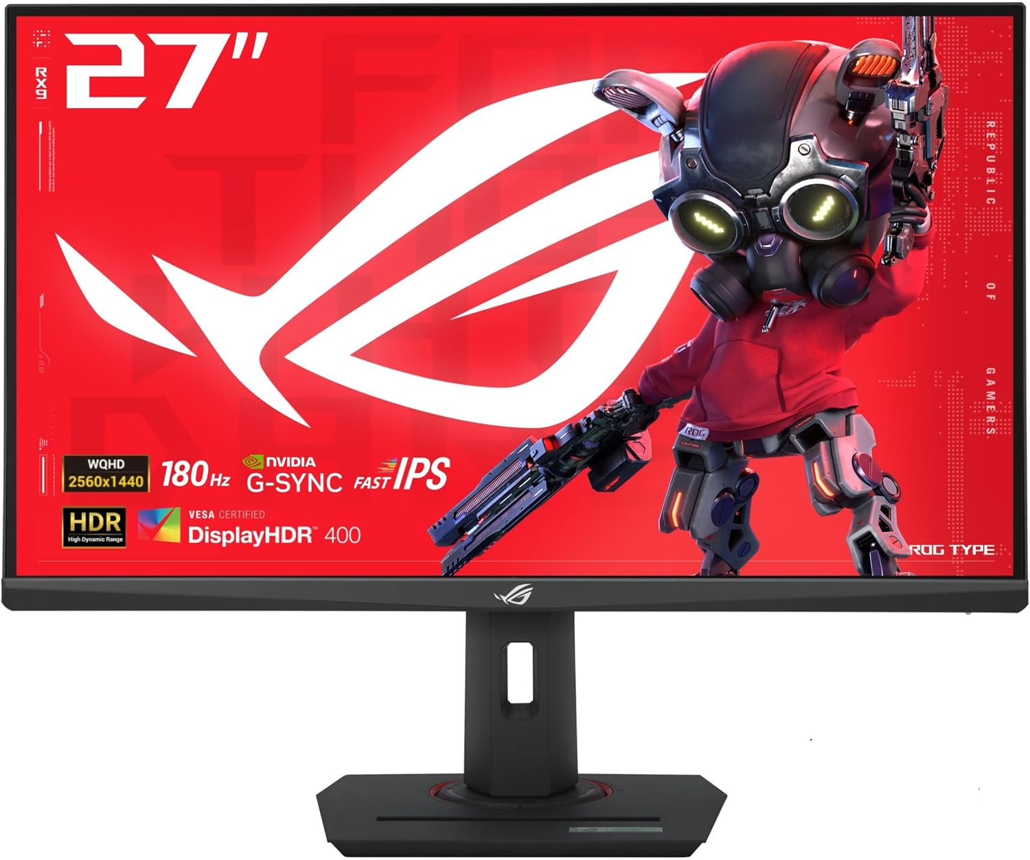ASUS ROG Strix 27' QHD (2560x1440) HDR400 USB-C Gaming Monitor (XG27ACS), 180Hz,1ms, Fast IPS, 133% sRGB, Extreme Low Motion Blur Sync, G-Sync Compatible, DisplayWidget, Tripod Socket, 3 Year Warranty