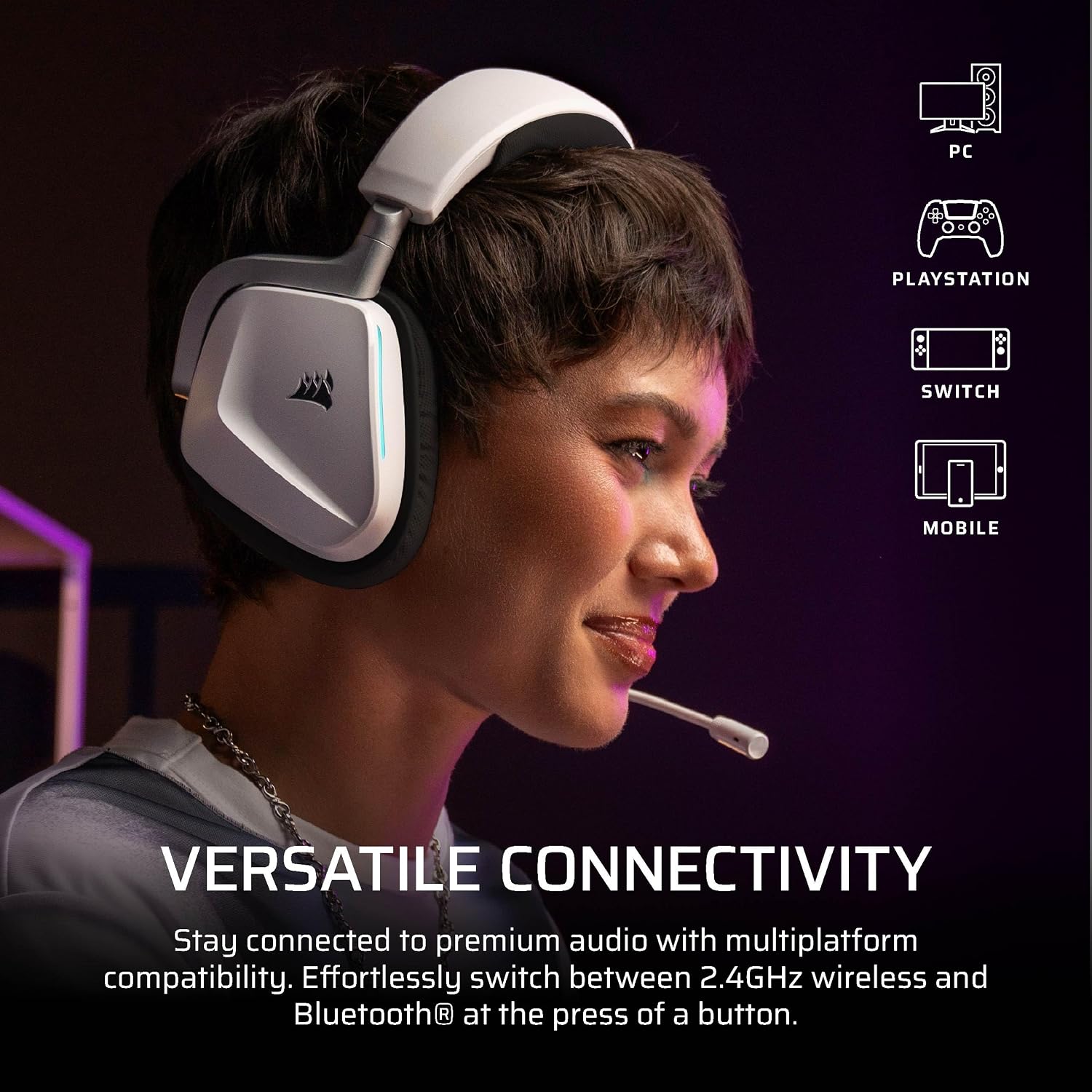 Corsair Void v2 Wireless Gaming Headset with Bluetooth for PC, PS5, PS4, Switch & Mobile – Dolby Atmos, Dual Wireless Multiplatform, Long Battery Life, Fast Charging – Dual Tone