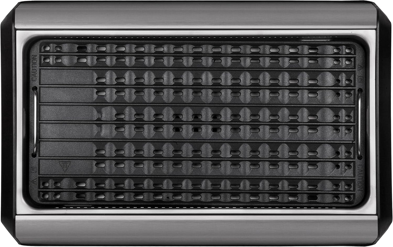 Indoor Smokeless Grill 1500W with Smart LED Touch Screen, Tempered Glass Lid, 2 Removable Ceramic Nonstick Grill & Griddle Plate, in a Modern Stainless Steel Design.