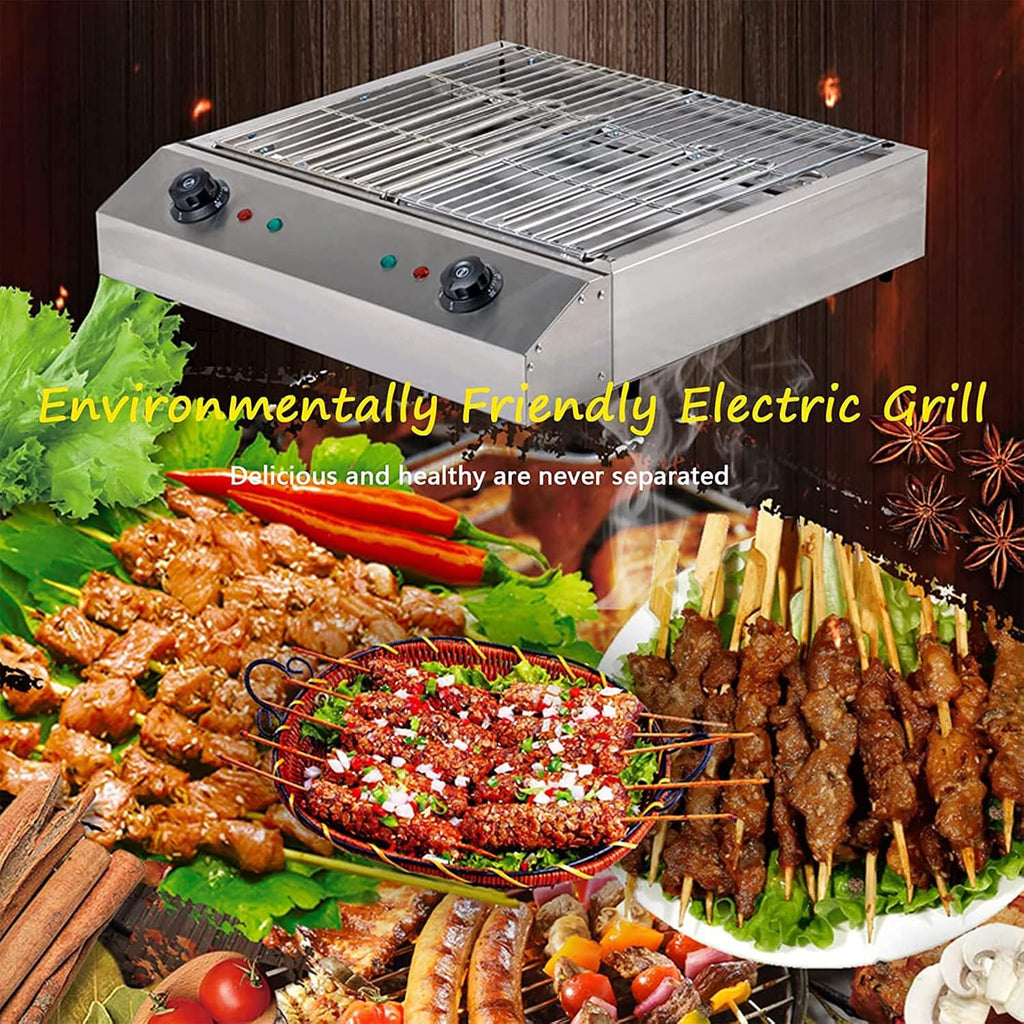 KnoRRs Electric Table Top Griddle, Electric Smokeless Portable BBQ Barbecue Grill Indoor Cooking Grill with Water Filled Drip Tray Temperature Control, Kebab Grill, Safe Griddle for Indoor (Big)